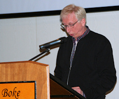 Schießmeister Heinz Dieter Protte berichtet für die Schießsportabteilung. Jahreshauptversammlung der St. Landolinus Boke Schützenbruderschaft