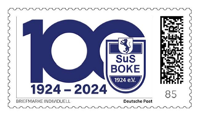 Sonderbriefmarke zum 100-jährigen Jubiläum des SuS BOKE 1924 e.V.