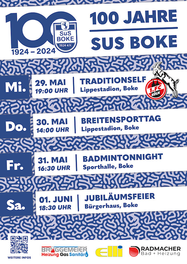 Feierlichkeiten zum 100-jährigen Bestehen des SuS BOKE 1924 e.V. 