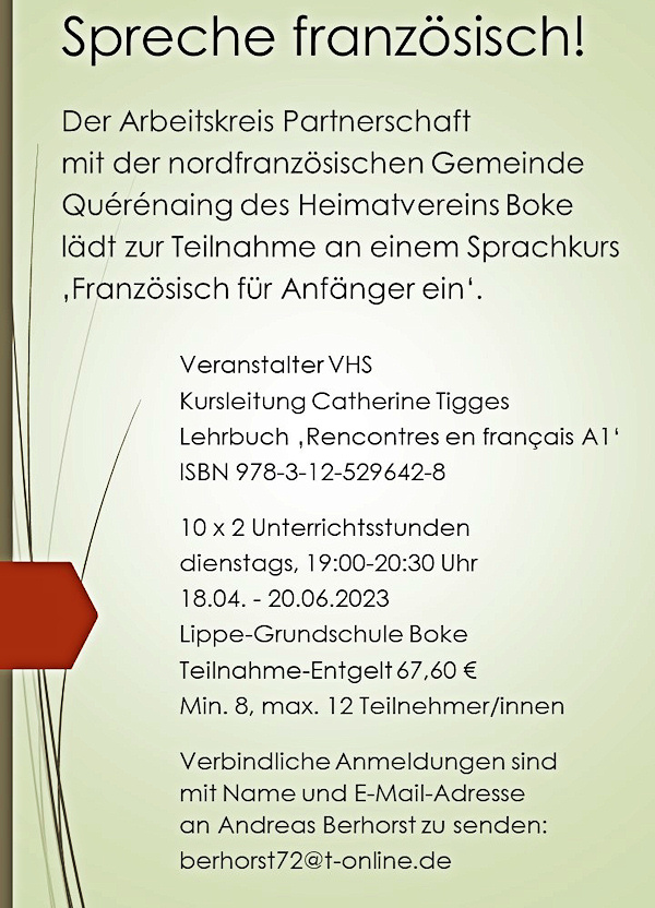 Spreche Französisch - Anfängersprachkurs in Boke